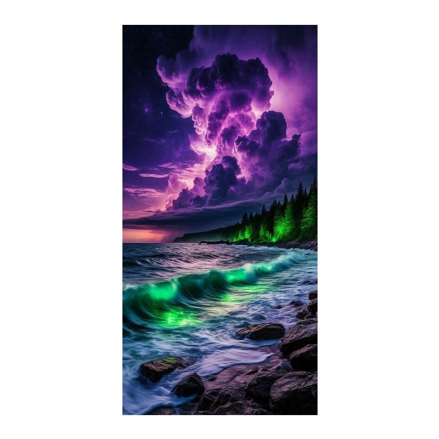 Diy Diamond Embroidery Dark Clouds Lightning Waves Scenery Large Size Diamond Painting Full Drill Landscape Mosaic Picture Jewelry Cross Stitch Kits