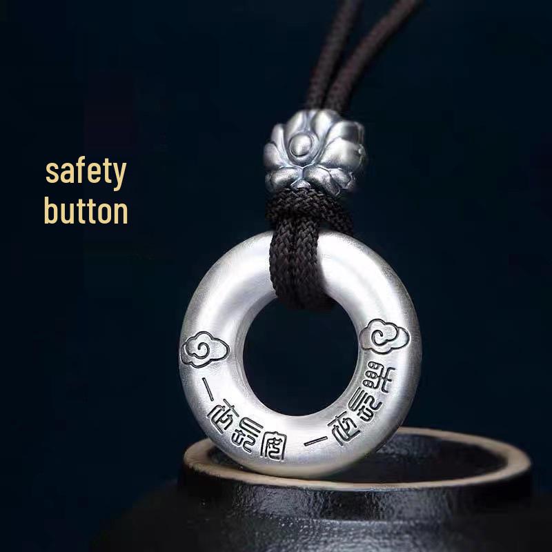 999 Sterling Silver Ping An Kou Pendant Necklace - Unisex Trendy Style, Genuine Emotion, Perfect Gift Silver Jewelry.