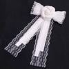 Elegant White Silk Bow Brooch For Women With Pearl Detailing For Formal Wear