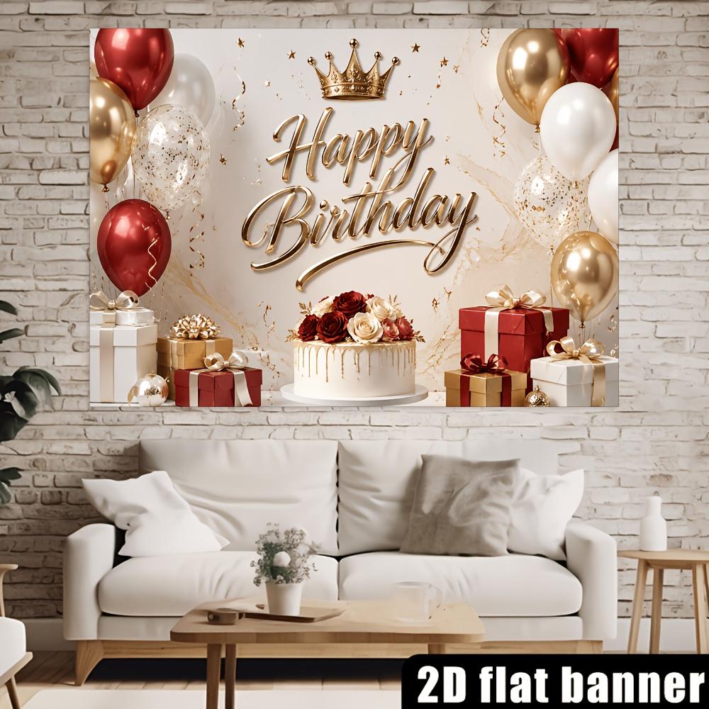 1Pcs Golden Crown Red Balloons Flower Cake Decoration Background Birthday Backdrop Decorations For Photo Studio Booth Party