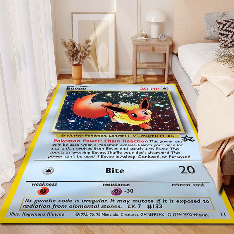 15 Misure Tappeto Stampa Clan Pokémon Eevee per Soggiorno Camera da Letto Stanza dei Bambini Decorazione Casa Tappeto Area Divano Guardaroba Tappetino