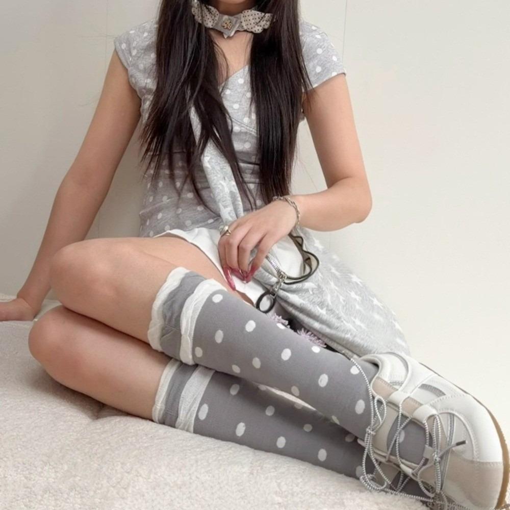 Elastic Polka Dot Socks Breathable Calf Socks Sweet Colorful Socks Daily Wear