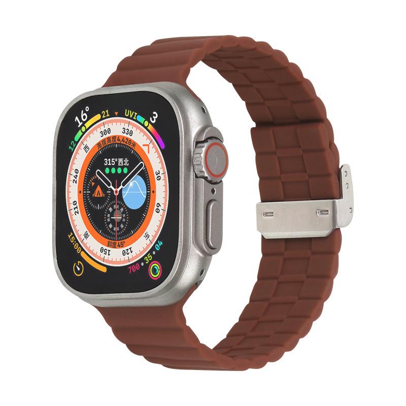 Luxury Loop Wave Buckle Bamboo Joint Silicone for Samsung Watch Strap 22mm Push Button Watch Band for Apple Watch