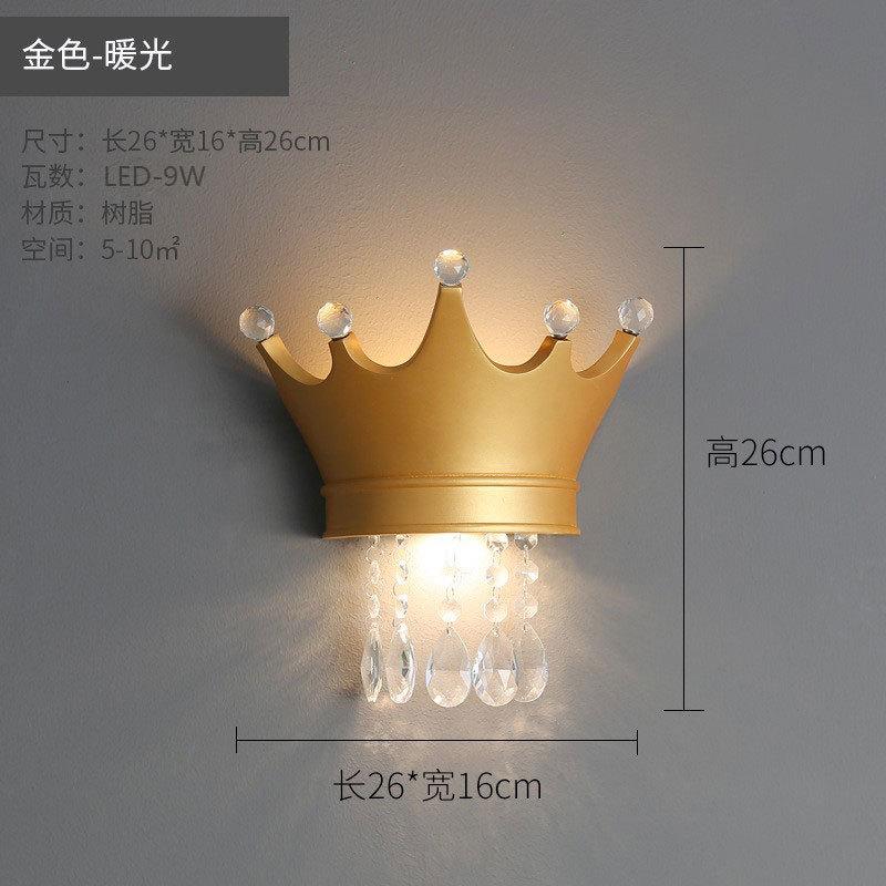 Girl Bedside Lamps Crystal Pendant Crown Wall Lamp Modern Luxury Children's Bedroom Princess Room Decor Night Lights Wall Light