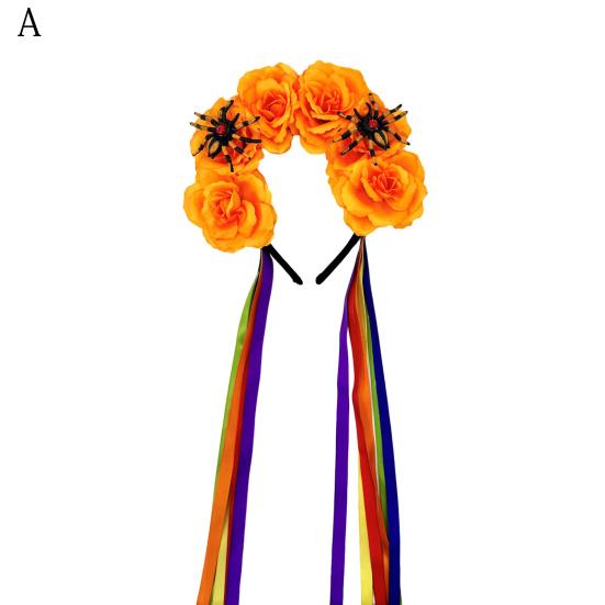 Women Headband Satin Colorful Flower Decor Hair Hoop Bright Color