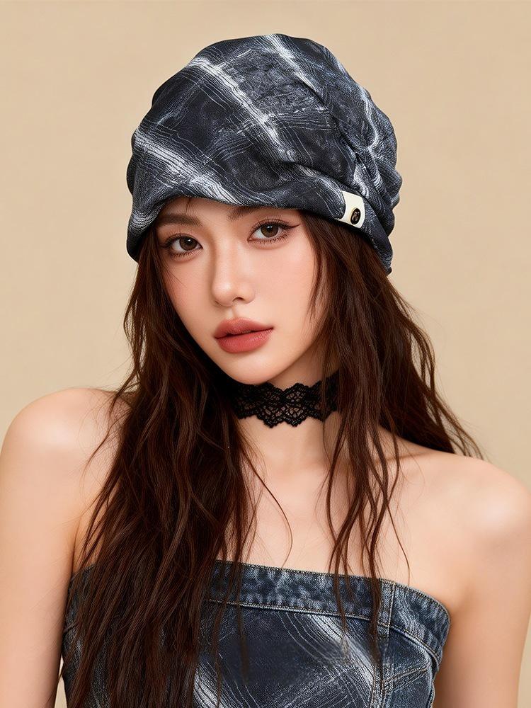 Trendy Plaid Slouchy Hat - Unisex Pleated Beanie for Spring & Summer