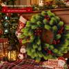 Cypress Pine Needles & Red Berries Wreath for Christmas & Halloween Door Decoration