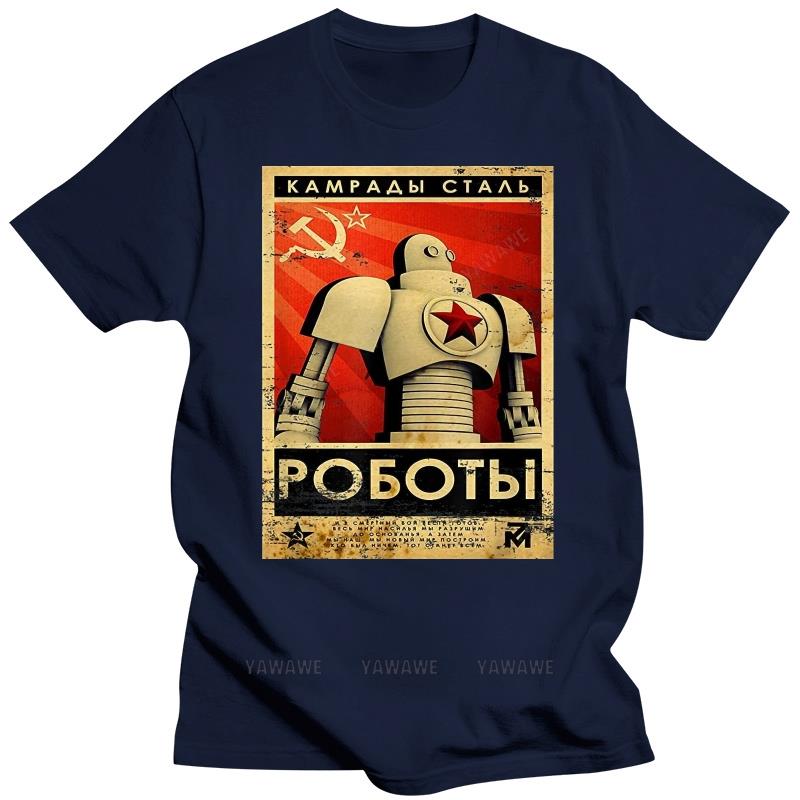 Mens Brand Fashion T-shirt Summer T Shirts for Men Vintage Robot Soviet Union USSR Unisex Short Sleeve Male Casual Tee-shirt Top