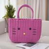 Cute Cat PVC Woven Bag Large Capacity Organizer Bath Shopping Basket Portable Baskets with Handles Beach Bag Vegetable Basket