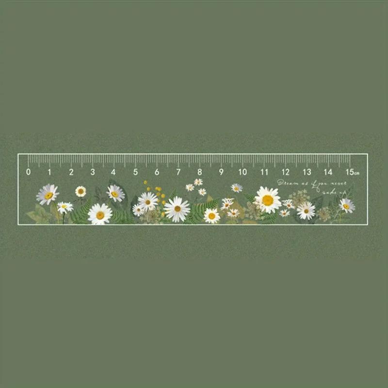 15cm Per Piece Transparent Acrylic Ruler Plant and Flower Ruler Student Measurement Tools Office Drawing Supplies