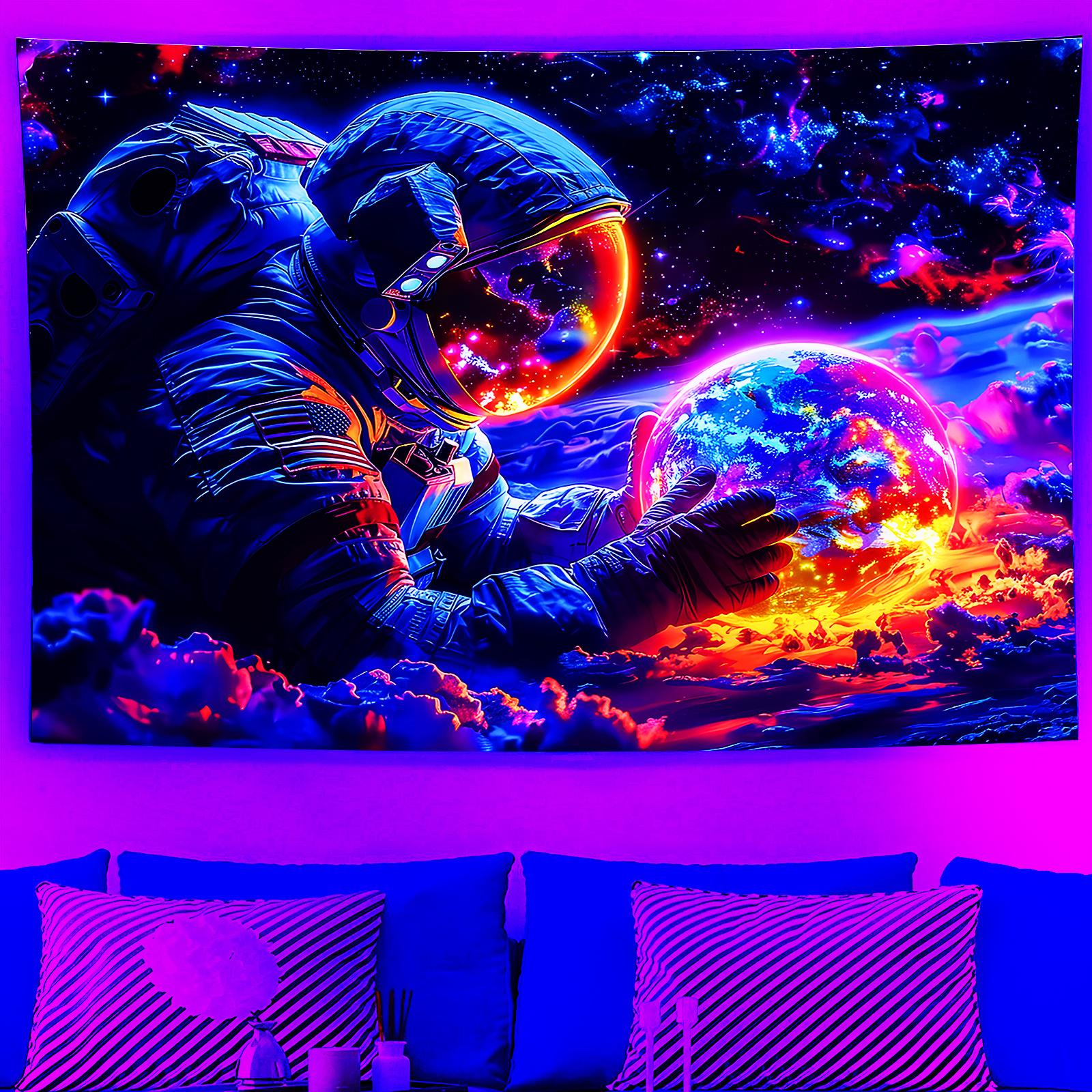 Cosmic Exploration Tapestry Astronaut Nebula Gradient Bedroom Starry Sky Ceiling Science Fiction Theme Living Room Decor 100X70CM