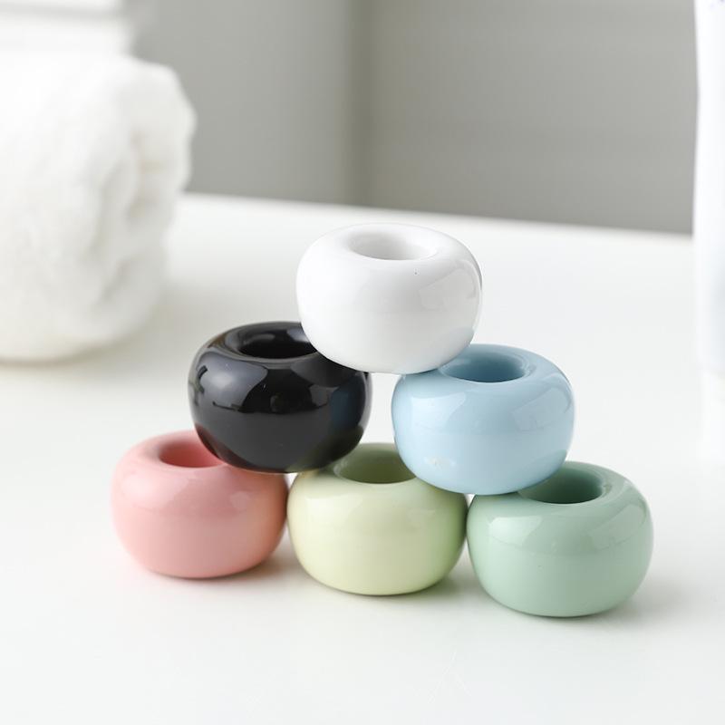 Ceramic Macaron Toothbrush Holder - Fashionable Dental Tool Stand for Couples
