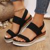 Women Summer Wedge Sandals Open Toe Platform Heels Slip On Beach Casual Lightweight Comfortable Shoes