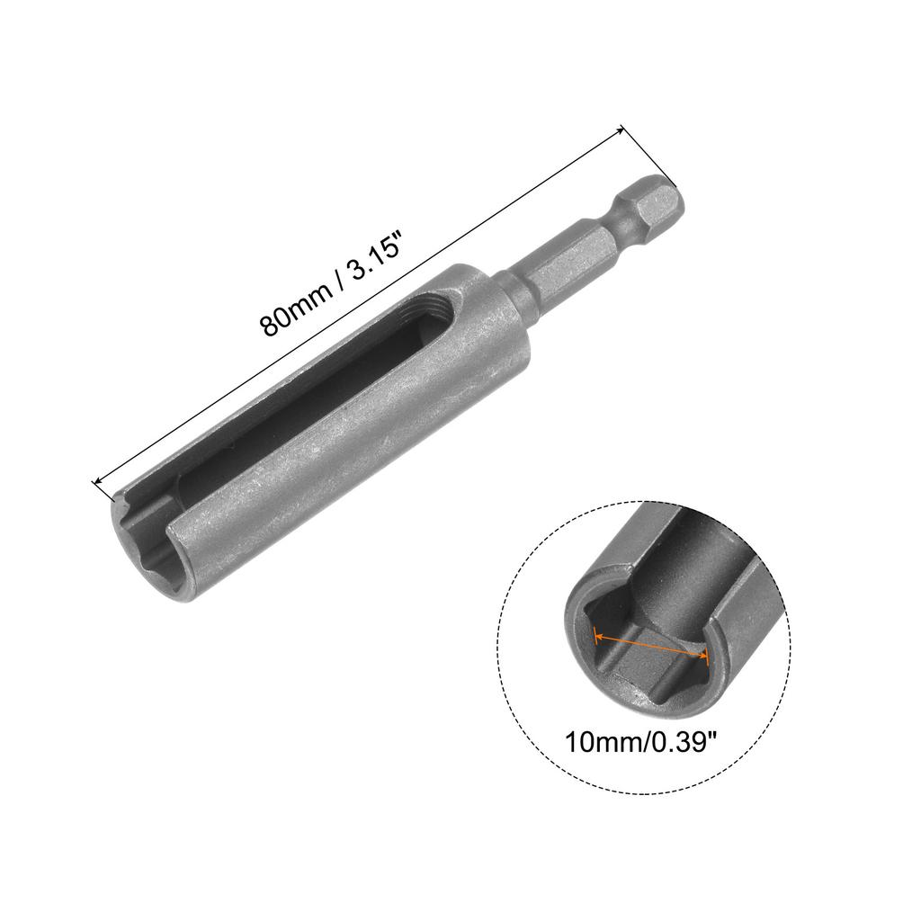 1pc 65/80/100mm Long 10/12/13/14/16/17/19mm Hex Nut Socket Slotted Extension Driver Bit Adapter 1/4" Hex Shank Cr- V