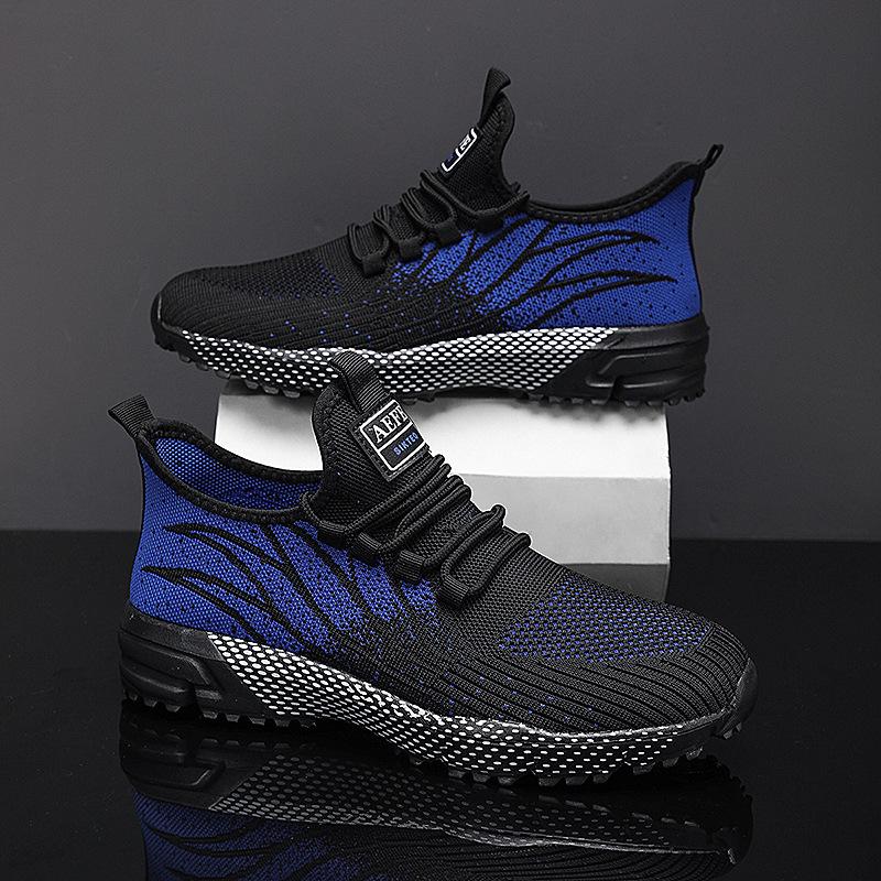 Large size summer and autumn men's sports shoes lightweight running shoes breathable fly-woven mesh shoes marathon long-distance running shoes