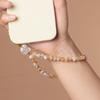 Original design natural yellow citrine crystal phone chain, golden rutilated quartz, white crystal lion pendant phone strap for women