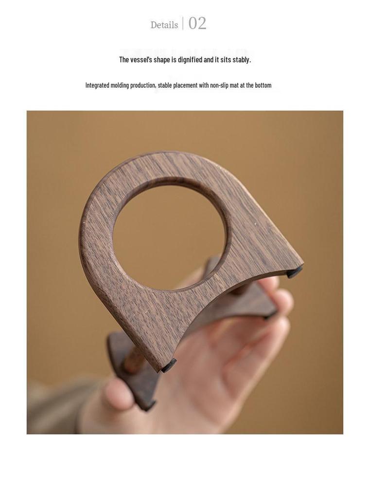 Black Walnut Tea Ceremony Coaster & Cup Holder - Solid Wood, Heat Insulated Pad for Kung Fu Tea Sets