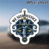 4pcs We Seek Justice - Armoured Gauntlet and Scales Emblem Car Sticker