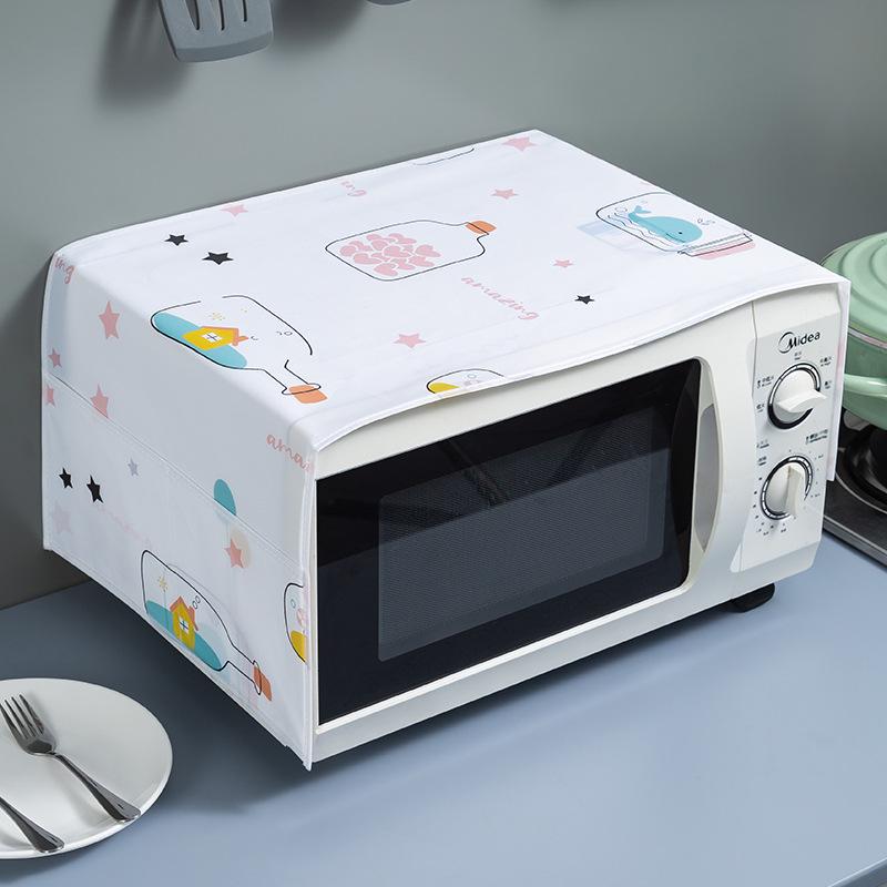 Cartoon Microwave Oven Dust Cover with Hanging Storage Bag