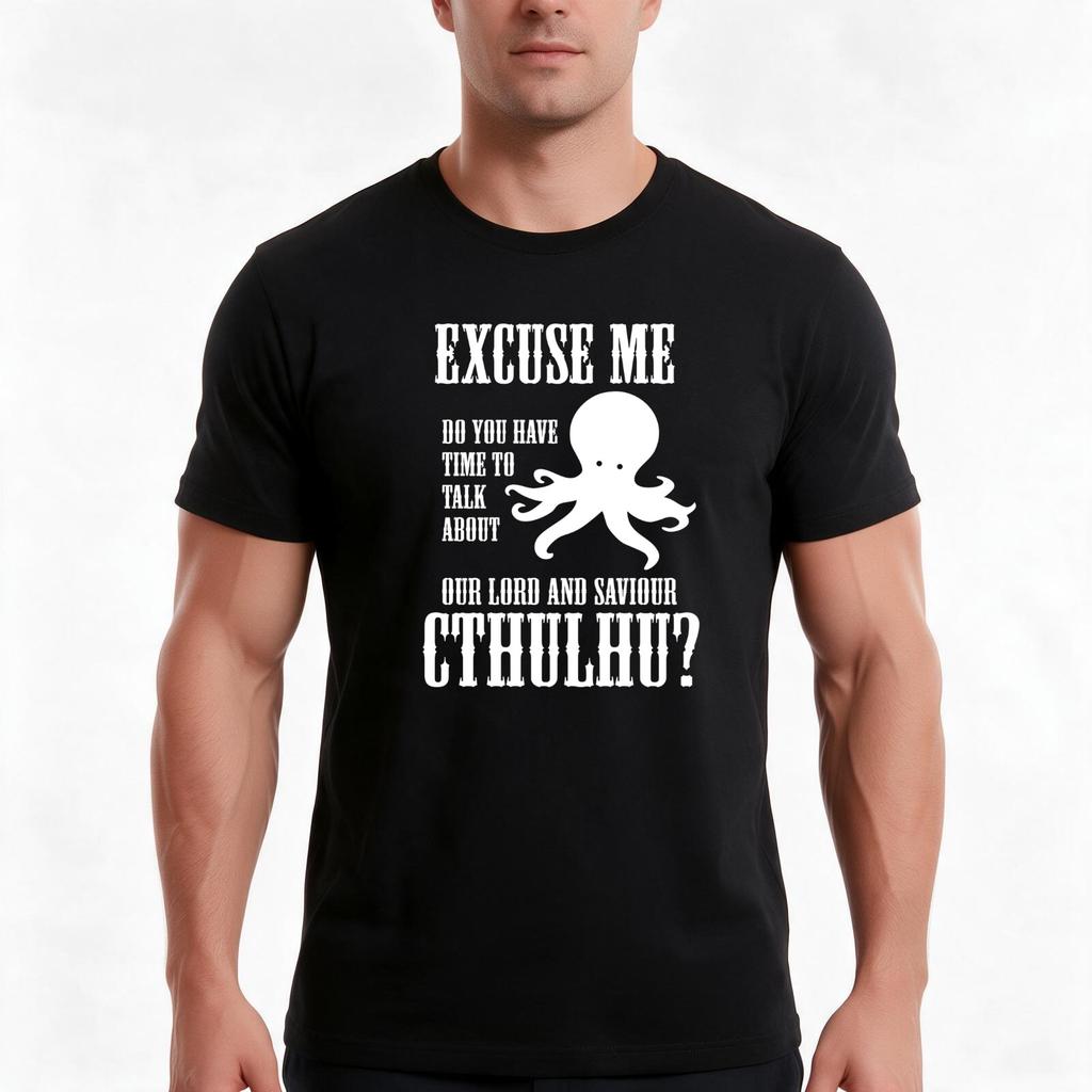 Our Lord And Saviour Cthulhu Tshirt Summer Casual Cotton Tee Oversized Streetwear Tops Vintage Graphic Print 100 Cotton