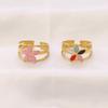 Five-Petal Resin Flower 18K Gold Plated Stainless Steel Adjustable Ring for Women