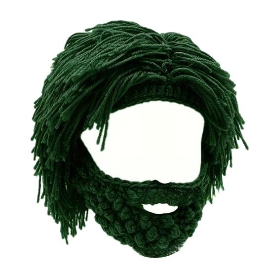 Wollmütze mit abnehmbarem Bart Warm Bequem Punk-Stil Mütze Halloween Weihnachtsfeiern Cosplay Zubehör