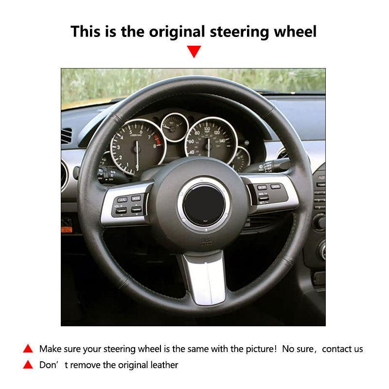 For Mazda MX5 2006-2015 Miata 2009-2014 RX8 CX7 Hand Braid Microfiber Leather Car-styling Steering Wheel Cover Inner Trim