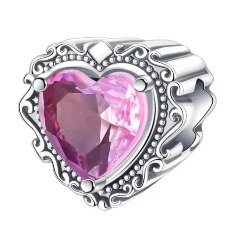 Nya Hjärtformade Berlocker Kopparblomma Evig Kärlek Pärlor Passar Originalarmband Halsband För Kvinnor DIY Smycken Gåva