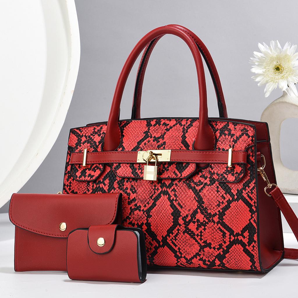 Women's Bag, Mother and Child Bag, Three-piece Set, Handbag, Lock, Shoulder Bag, Messenger Bag, All-match.