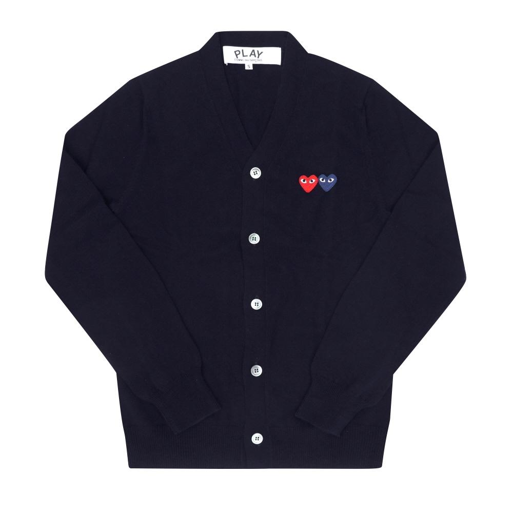 Comme Des Gar Ons Double Heart Wappen V Neck Cardigan Ax N058 051