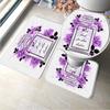 3pcs Set Perfume Flower Butterfly Bath Mat Bathroom Rugs Anti Slip Black White Stripes Bathtub Side Mats Doormat Carpet Decor