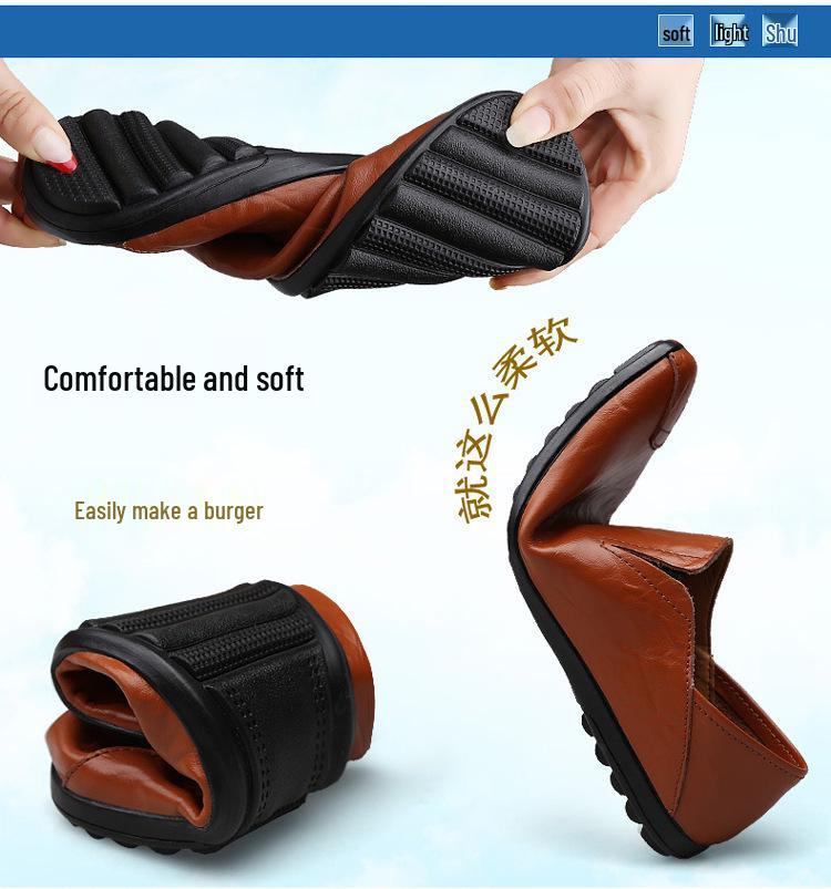 Men's Black Leather Slip-On Shoes – Breathable, Comfortable, Formal Business & Driving Shoes
