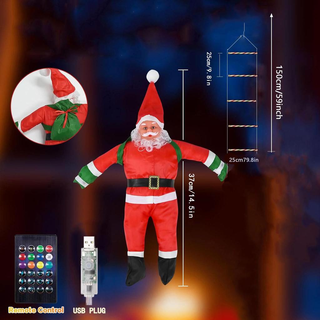 Mehrfarbige RGB Santa Kletterleiter Lichterkette für Weihnachtsdekoration im Außenbereich