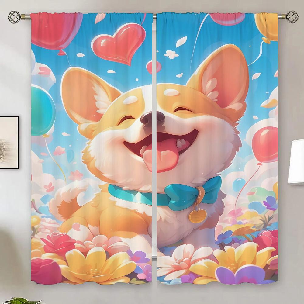 Corgi Shower Curtain for Quarto Curtains in the Living Room Decoration Home and Decoration Blackout Bedroom Curtains 100% Blind