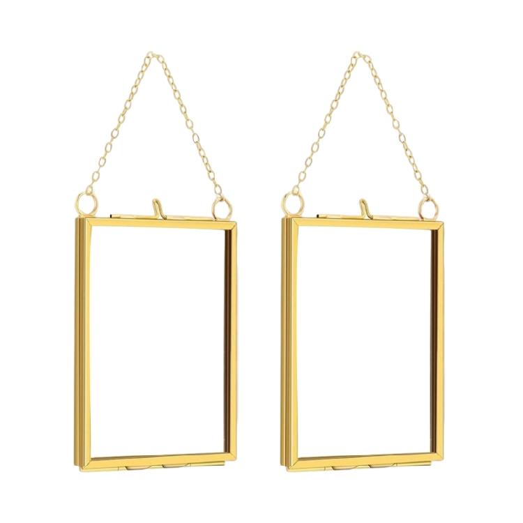 2Pcs Square Metal Glass Photo Frame Wall Hanging Dried Flower Display Holder Case For Pressed Flower and Home Decoration