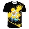 3D Printed Simpsons Graphic Tee Men Teens Loose Fit Short Sleeve Cotton T-Shirt Casual Wear