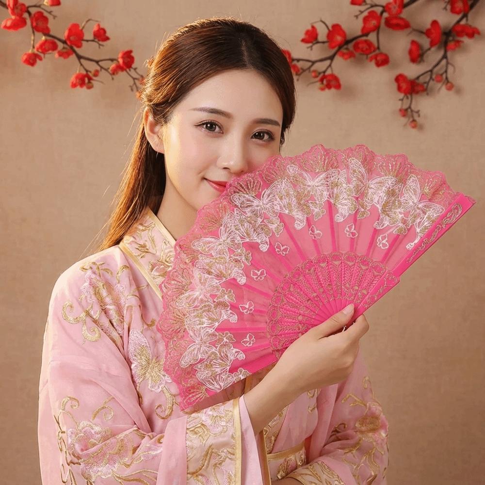 Handheld Decorative Fan Butterfly Pattern Hand Fans Chinese Style Folding Fan  Home Decoration