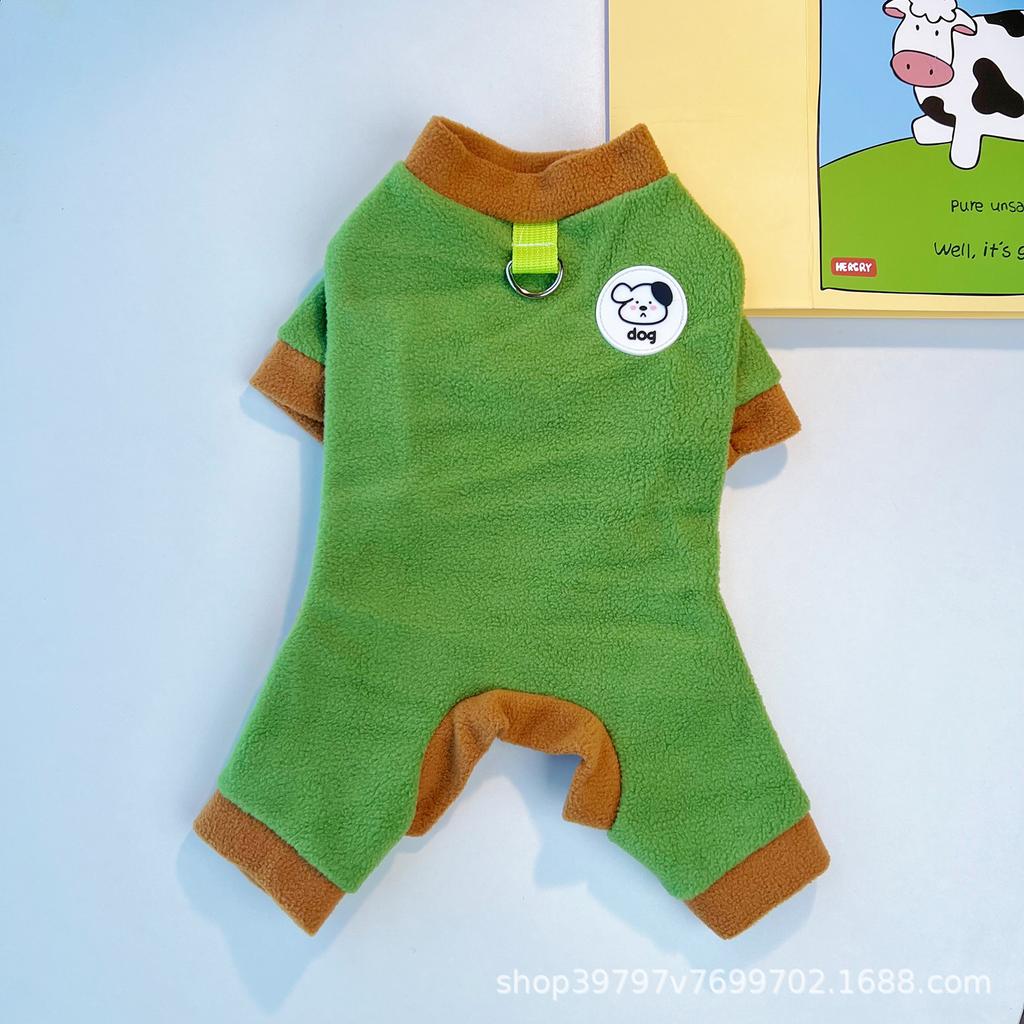 Dog four-legged clothing autumn and winter velvet contrasting colors four-legged clothing for pets and cats