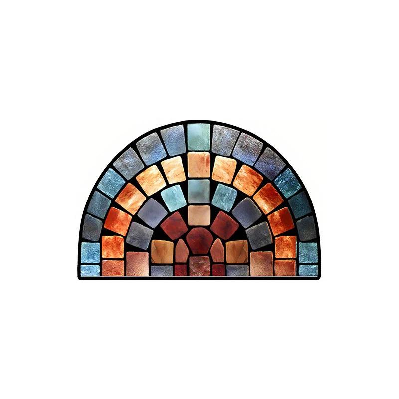 

Semi Circular Entrance Door Mat Colorful Bricks Design Non Slip Outdoor Rug for Home Decor Felpudo De Entrada 50X80cm