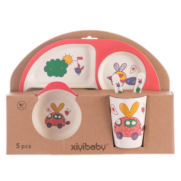 Creative Bamboo Fiber Children's Tableware 5-piece Set for Kindergarten Baby