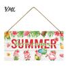 Beach House Wall Sign Summer Wooden Hanging Sign, Theme Welcome Front Door Decor with Themed Gifts Rope, Colorful Hanger for Seasonal Farmhouse Floral