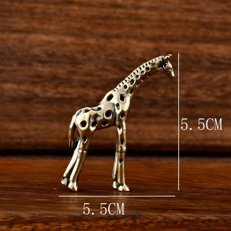 Vintage Mässing Giraff Prydnad Kontorsbord Skrivbordsdekoration Tehusdjur Miniatyrstaty Heminredning