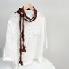 Retro Pleated Ramie Scarf Slender And Narrow Long Silk Scarf Japanese Mori Women Versatile Extended Neck Protector Scarf Shawl