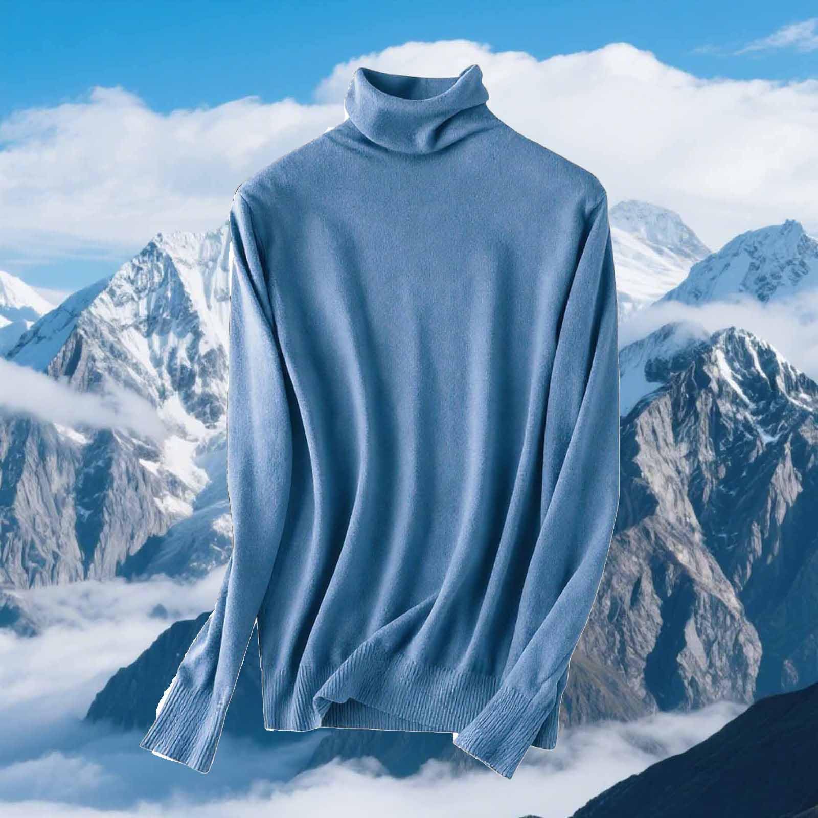 

Женский приталенный темпераментный шерстяной свитер с длинным рукавом и бесшовным воротником-стойкой XL синий