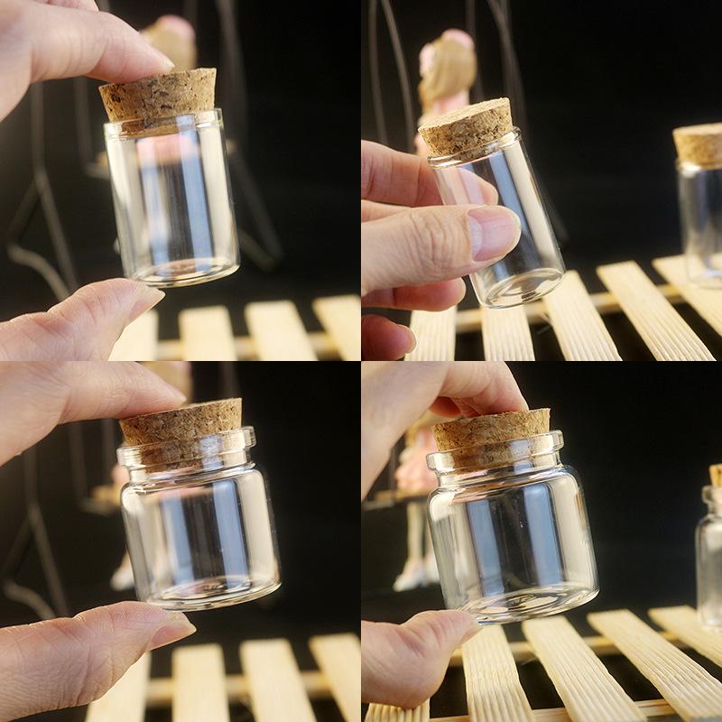 

Charming 20ml Glass Bottle with Wooden Lid, Bubble Beads, 15ml Transparent Design Glass Bottle with Wooden Stopper