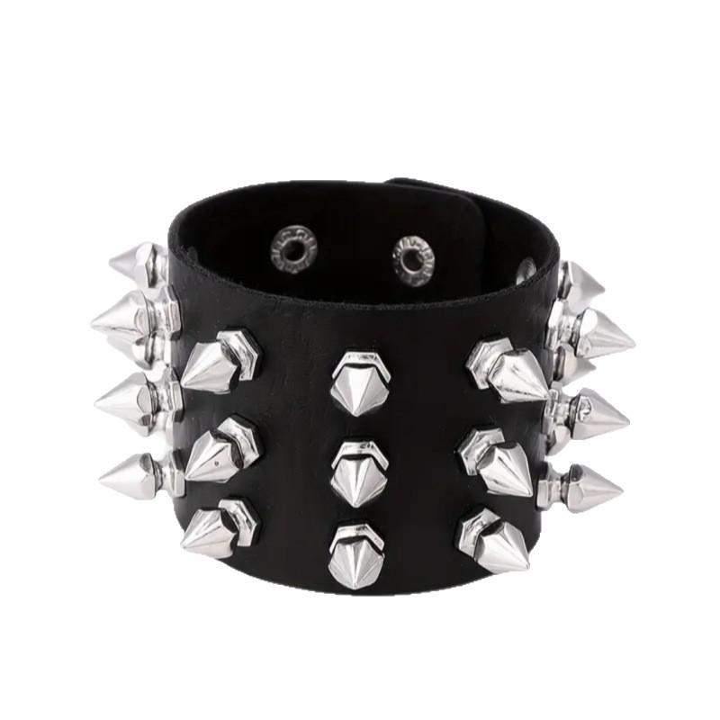 Punk-Stil Nieten Nieten Statement Armband Mehrlagig Herren Leder Armband