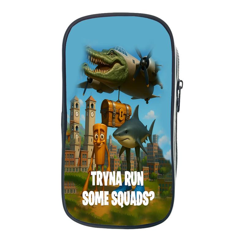 Tung Tung Tung Sahur Pencil Case Italian Brainrot Kids Pencil Bag Nylon Bombardiro Crocodilo Children School Supplies Stationery