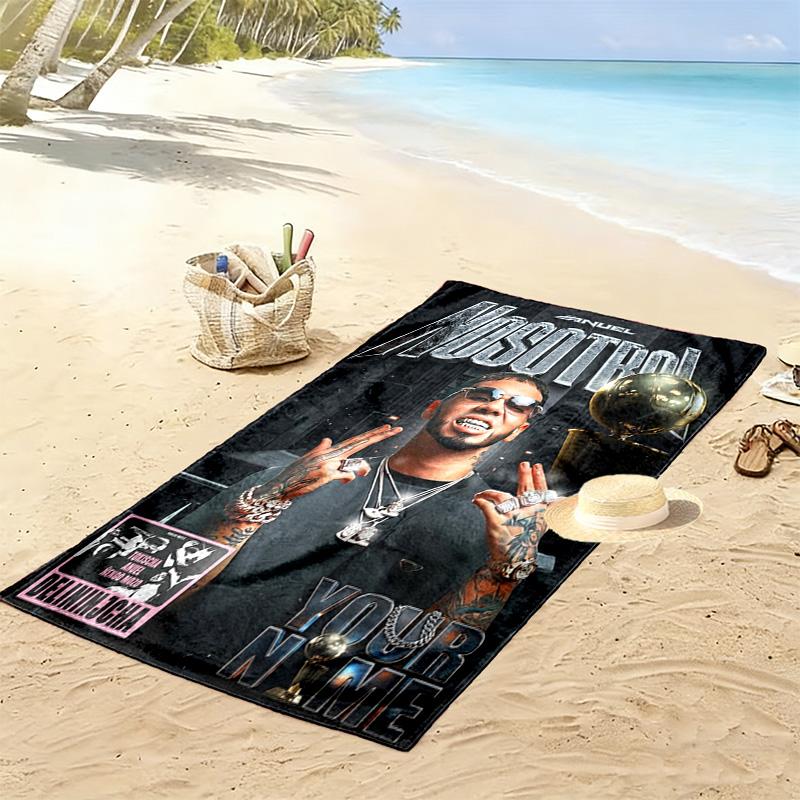 Name Custom Anuel AA Poster Print Beach Towel, Large Soft Quick Dry Towel for Beach Camping Swimming