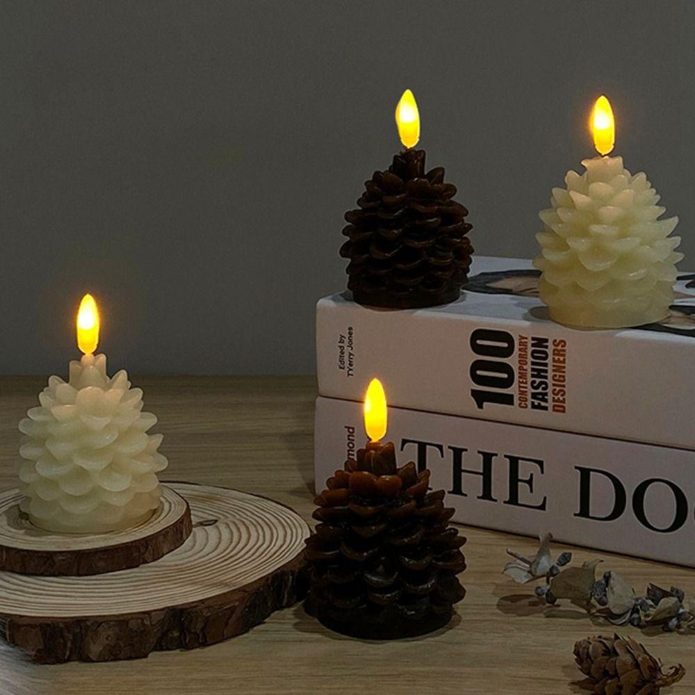 Simulation Pine Cone Candle Light Warm Color Light Flameless LED Candles Safe Reuasble Electronic Candle Garden