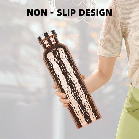 800ML Copper Sports Water Bottle Hammer Pattern Large Capacity Leakproof Portable Outdoor Cycling Gym Fitness Travel Electroplating Drinking Cup